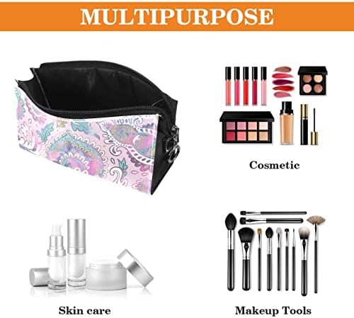 Vodootporna torba za šminku, šminka, putni kozmetički organizator za žene i djevojke, Paisley Caswew jednorog cvijet ružičaste