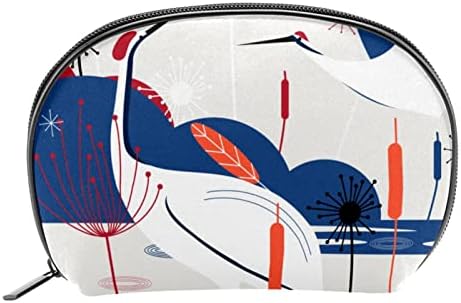 Mala šminkerska torba, patentno torbica Travel Kozmetički organizator za žene i djevojke, Vintage Crane ptica rind japanski