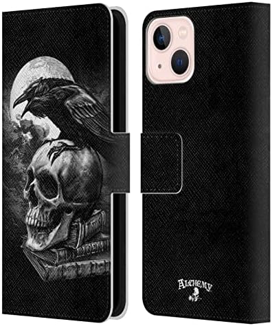 Dizajn kućišta za glavu zvanično licenciran Alchemy Gothic Poe-ov poklopac kućišta za kožne knjige Raven Wing kompatibilan sa Apple iPhone 13