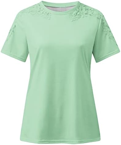 Ženska ljetna majica Crewneck COLL BLOUSE LACE patchwork kratkih rukava Top Tees 2023 Ležerne haljive vrhove