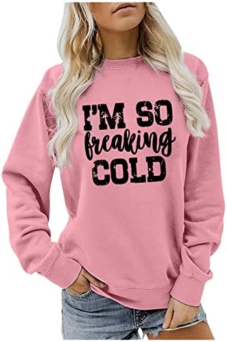 Tako sam lomljivi hladni ispis dukserice za žene s dugim rukavima Trendi slatki puloveri Tunički vrhovi za gamaše
