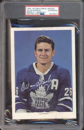 50 Allan Stanley - 1963 Chex Cereal Photos Hockey Cards Graded PSA Auto - autogramene NHL fotografije