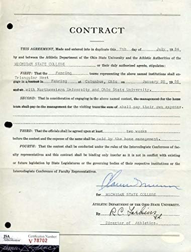 CLARENCE BIGGIE MUNN PSA DNK autogram MSU 1954 potpisan ugovor