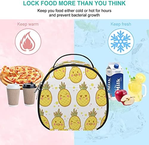 Kawaii slatka torba za ručak od ananasa izolovana Bento kutija za višekratnu upotrebu hladnjače sa paketima leda za školska putovanja