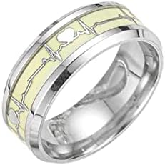 Modni tamni svjetleći EKG prsten od nehrđajućeg čelika prstenovi za otkucaje srca obećavaju prsten za otkucaje srca za muškarce žene