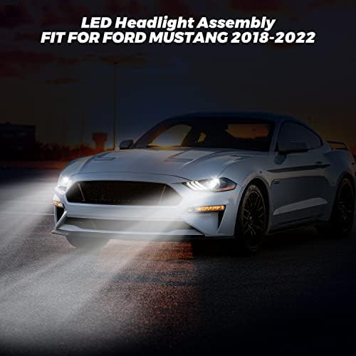 Kewisauto sklop farova za Ford Mustang 2018-2022, crno kućište prozirno sočivo LED prednja lampa w / DRL zamjena modela za Mustang 2018-2022