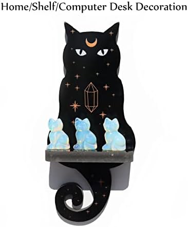 Wemeki Gemstone Cat Stone 1pc, 1,5 inča ručno isklesana kristalna mačka životinjska figurica prirodno liječenje kristalno sjedenje mačke sretne kipove za kućni dekor, poklon-sintetička opalita