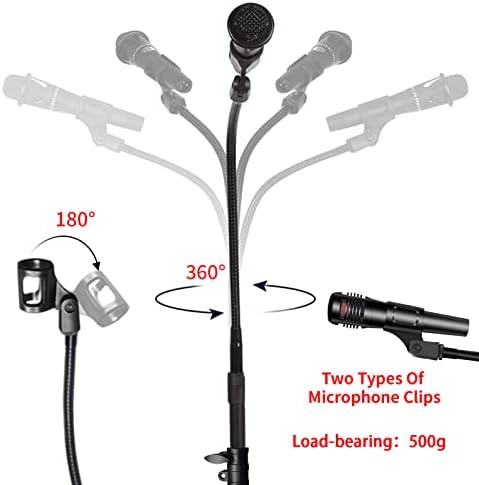 Stalak za mikrofon stalak za mikrofon stativ gooseneck stalak za mikrofon podesiv po visini 3' - 6 'sa mikrofonskim kopčama i 3/8