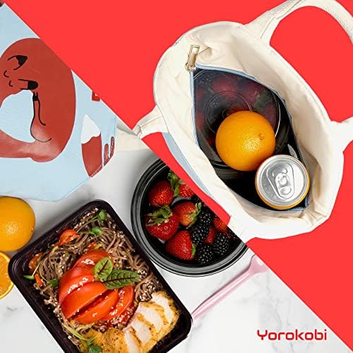 Yorokobi torba za ručak-slatke kutije za ručak sa patentnim zatvaračem - grickalice & obroci-izolovana kontejnerska torba - platneno