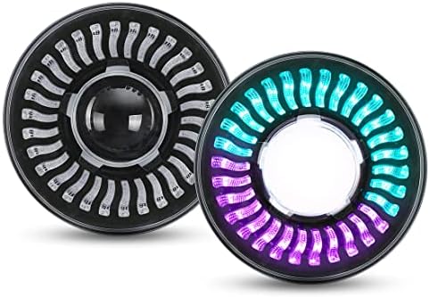 SUPAREE LED RGB farovi sa jantarnim pokazivačem pravca, 7-inčni okrugli Halo LED farovi odgovaraju 1997~2018 Wrangler JK TJ LJ sa