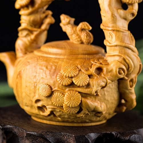 YZDSBD spisune skulpture drvene vjeverice figurine čaj za čaj kineski obrtni ukras Feng Shui bogatstvo statua za rezbarenje drveta