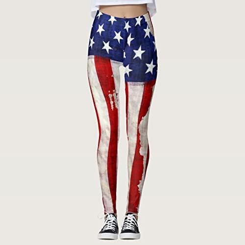 Joga gamaše za žene Tummy Control USA zastava Stripe Star Slim olovke lagane pune dužine joga jogging sportski