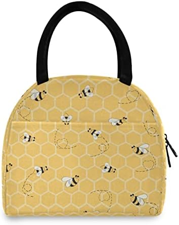 Torba za ručak Žuta perlantna pčela za ručak izolirana ručak otporna na patentne patentne patentne ručke Tote torba velika torba sa prednjim džepom za žene / muškarce Djevojka za žene / muškarce
