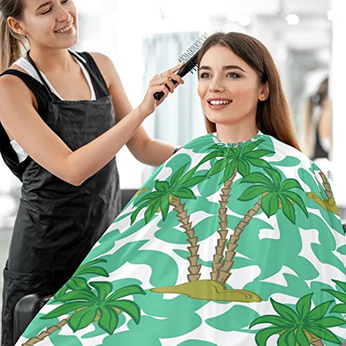 Vissunny Barber Cape Tropical Green Coconut Tree Poliester rezanje kose salon za kosu za rezanje ogrtača Amotatska frizura za brijanje