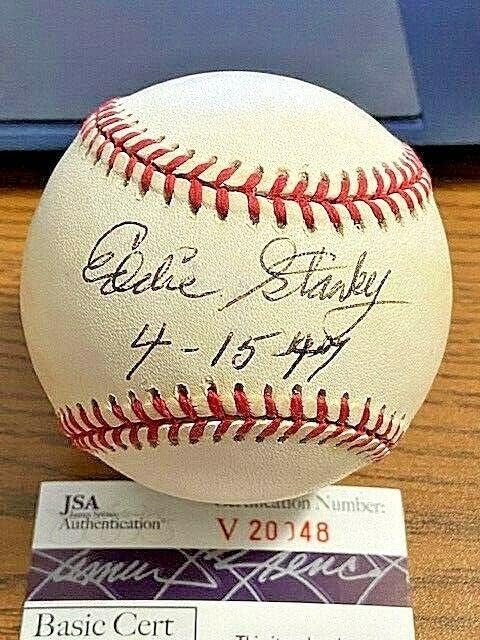 Eddie Stanky potpisao je autogramiranog logotipa na Jackie Robinsonu Baseball! Dodgers! JSA - AUTOGREMENA BASEBALLS