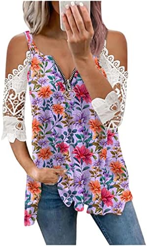 Havaji majice ženske majice Plus veličina hladne rukave za partiju cvjetnih majica za žene za žene