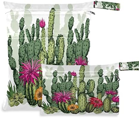Kigai Cactus Flower Wethe suhe torbe za dječje pelene za bebe Vodootporne snimke za višekratnu upotrebu s dva džepa sa patentnim zatvaračima