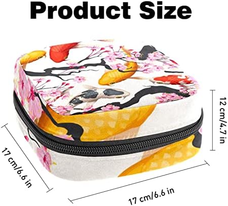 Koi Fish i Sakura Trešnja uzorak sanitarne vrećice za skladištenje ubrus Prijenosni torba za žene Teen Girls Menstrual Pul torbica