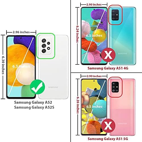 TJS kompatibilan sa Samsung Galaxy A52 5G kućištem Galaxy A52 4G kućištem Galaxy A52s kućištem, sa kaljenim staklom zaštitnik ekrana, Defender metalni prsten stalak za magnetnu podršku futrola za telefon