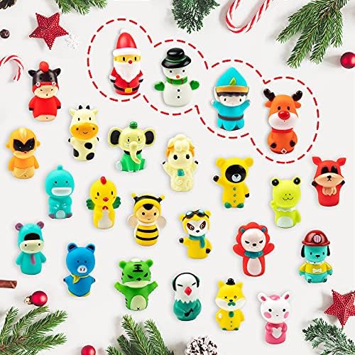 Vanmor finger Puppets Advent Calendar 2022 za djecu malu djecu-Božićni kalendar odbrojavanja 24 dana životinje Finger Toys Božićni