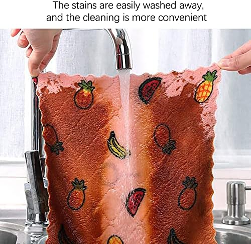 Tanki pamučni ručnik sa visećim ručnikom 5pcs Fleece tkanina dvostrana tkanina ploča za pranje posuđa za pranje koralja dvobojna kuhinja,