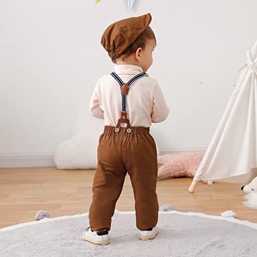 Yuemion Baby Boy odjeća, dječje snimke za dijete Romaper + suspender hlače + beret hat + bowtie novorođenče haljina haljina 0-24m