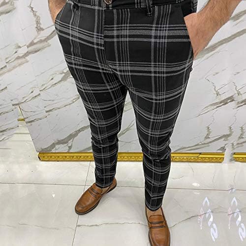 Muške Chinos Slim Fit Stretch ravne prednje mršave haljine, plairani patent zatvarača u obliku pantalone duge lagane hlače
