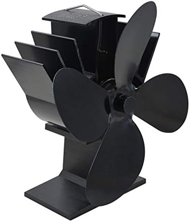 MIFOR YYYSHOPP Crni kamin sa 4 oštrice na toplotni pogon peći ventilator Log drveni gorionik tihi Kućni kamin ventilator efikasna