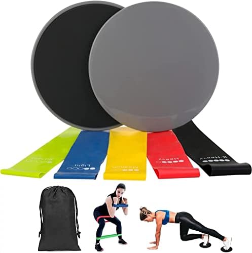 Yoncono Core klizači i vežbe za vežbanje, 5 opsega otpora sa 2 dvostruki fitness klizni klizni kliznim diskovima za kućnu teretanu, joga, crossfit, pilates