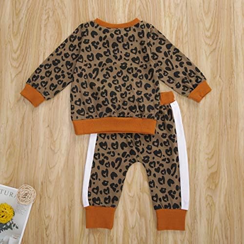 3pcs Toddler Baby Girl Boy Jesen Zimska odjeća Duge rukave s dugim rukavima TOP + Leopard hlače + set za glavu