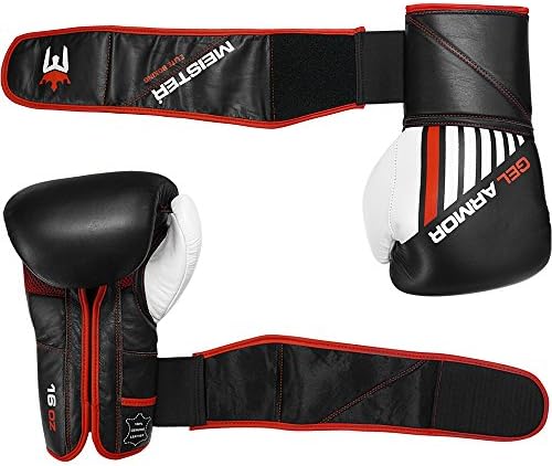 Meister gel oklop 16oz trening bokserskih rukavica sa kožom pune zrna + mreža za crtanje mreže