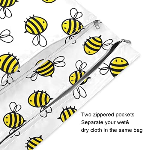 Zzxxb slatka pčela vodootporna mokra torba za višekratnu krpu s pelenom vlažna suha torba sa džepom sa patentnim zatvaračem za putničke plaže na bazenu teretane joga kupaćim kosilicama
