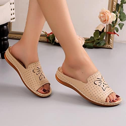 Papuče za žene u zatvorenom vanjskom šuplju stil ljeto proljeće moda rimsko ravne ljetne flops sandale mladenke smiješne vodene cipele