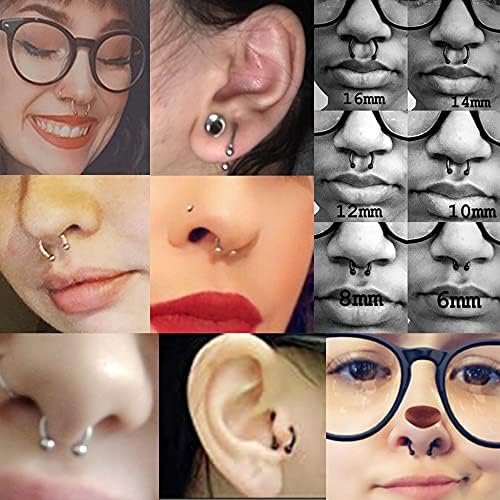 ORAZIO 12kom 14-16g Nerđajući čelik prstenovi za nos Septum Piercing hrskavica potkovica naušnica Piercing Body Piercing 6MM-16mm