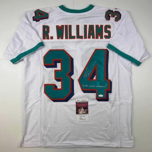 Autografirano / potpisano Ricky Williams Smoke Weed svakodnevno upisali Miami White Football Jersey JSA COA