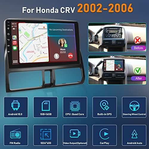 Android Car Carplay Android Car Stereo Radio za Honda CRV 2002 2004 2005 2006 Android Auto Double Din 9 inčni dodirni ekran Bluetooth
