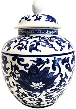 Drevni kineski stil plavi i bijeli porculanski hram u obliku kacige jar.large size Lotus uzorak