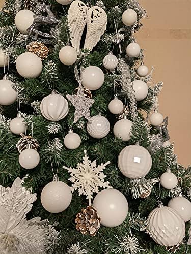 AOGU 34pcs Božić Balls Božić drvo Ball White 2.36 ukrasi Shatterproof dekoracije za drveće Home Holiday Party vijenci vijenci dekor