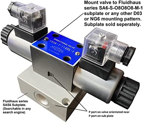 Hidraulični elektromagnetni ventil za upravljanje smjerom d03 21 GPM 4560 psi, AC ili DC 3 pozicija