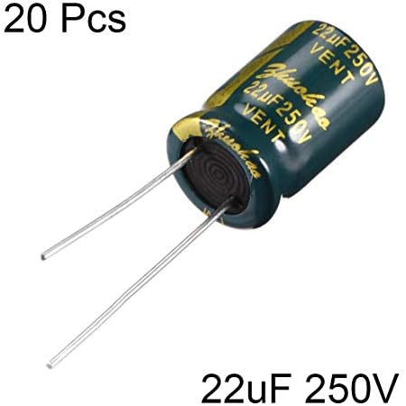 Uxcell aluminijumski radijalni elektrolitički kondenzator nizak ESR zeleni sa 22uf 250V 105 Celzijus vijekom trajanja 3000H 10 x 16 mm visoka talasna struja, niska Impedansa 20kom