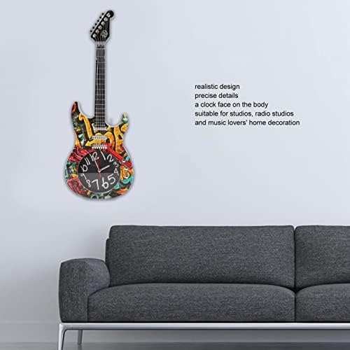 Okuyonic Kućni gitarski zidni sat, simulacijski gitarski zidni sat nasumična baterija u boji za dom za Desktop