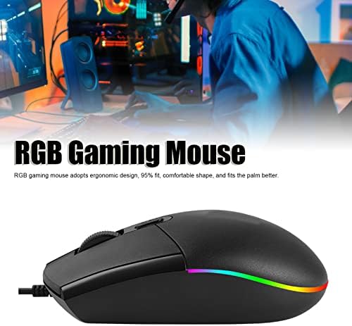 Ciciglow ergonomski RGB miš, kompaktan prijenosni USB ožičeni miš sa podesivim 800 1200 1600 2400DPI mehanički igrački miš za računarski