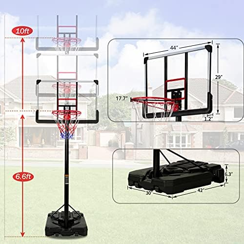 Prijenosni košarkaški Obruč košarkaški sistem 6.6-10ft podešavanje visine za mlade odrasle osobe sa podignutim Košarkaškim obručima