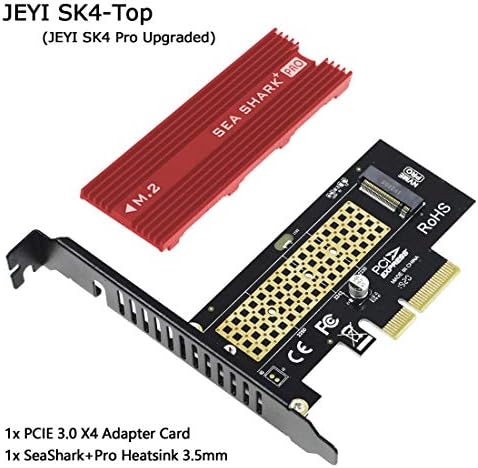 Jeyi SK4 Plus M. 2 NVMe SSD na PCIE 3.0 X4 Adapter kartica M ključ za 2230 2242 2260 2280 SSD PCI-E X8 X16 heatsink hlađenje SeaShark