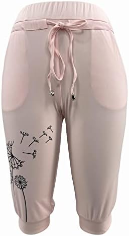 ETHKIA ženske modne džepne pantalone za jogu visokog rastezljivog kuka ženske jednobojne sportske joge visokog struka sa užetom kapri