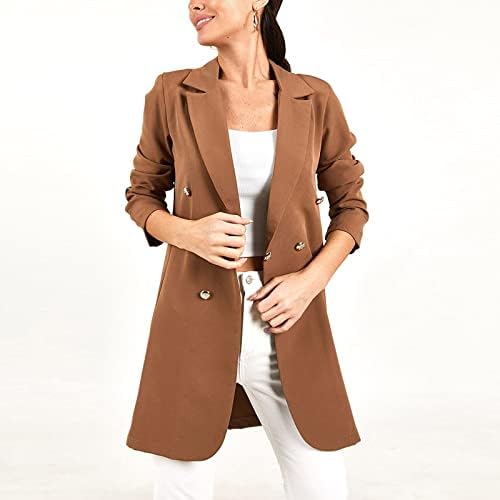 Ženski ležerni blezer otvoren prednji prednji rever labavi tasteri jakna dugi blejci Radne kancelarijske jakne