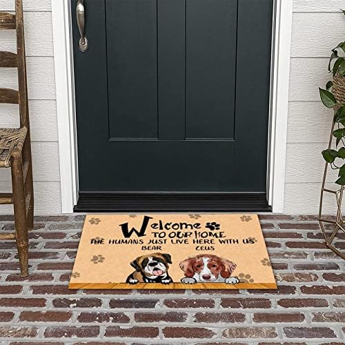 Dobrodošli u naš dom, ljudi samo žive ovdje s nama ulaz u prostirku personalizirani pseći psi PAWS Print iznutra vanjski ulaz COIR