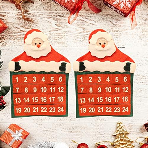 NUOBESTY rođenja Ornamenti 2kom Božić Kalendar Santa Claus tkanina Advent Kalendar viseći Ornament Božić odbrojavanje kalendar Božić