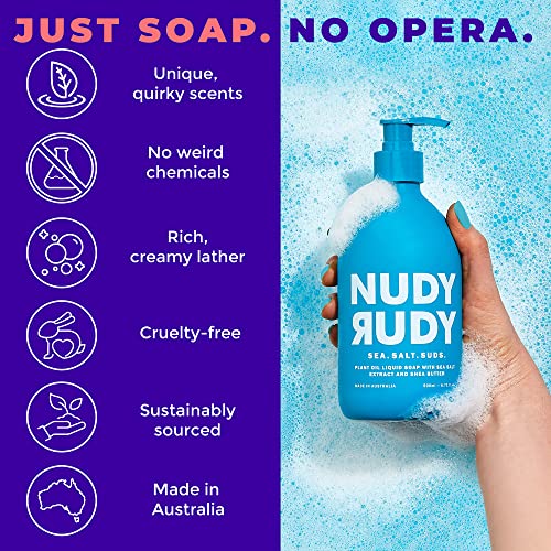 Nudy Rudy-More. Sol. Suds. - Tečno pranje ruku + paket sapuna sa 2 bara-organski Shea puter-morska sol - nemasni-sapun za ruke-pranje