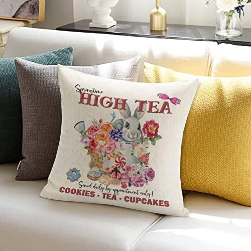Uskršne bacaju jastučni poklopac Pariz Vintage Uskrs Visoko čaj jastuk za vedrog dekora Cvijeće Jastuk Poklopac kvadratnog dekoratnog